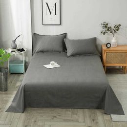 1pc 100% Cotton Flat Sheets Single Size Gray Color Bed Linens juegos de sabanas Bedsheet For Double Bed Sheet(no pillowcase) 210626