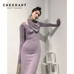 Three Ways To Wear Designer Bodycon Ladies Dress Long Sleeve Tunic V Neck Knee Length Korean Autumn Winter 210427