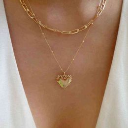 Multi-layer Women's Necklace Collar Love Pendant Necklace Ladies Jewelry Bohemian Metal Clavicle Chain Thick Chain Party Collier G1206