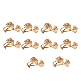 Napkin Rings 10Pcs Golden Gingko Leaf Ring Buckle Wedding El Decoration