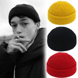 Hip Hop Beanie Knitted Hat Men Skullcap Women Winter Warm Brimless Unisex Baggy Melon Cap Cuff Docker Fisherman Beanies Hats