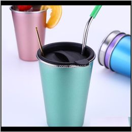 large stainless steel coffee mugs Australia - Mugs Drinkware Kitchen Dining Bar Home Garden Drop Delivery 2021 Stainless Steel 500Ml St Large Cup With Lid Coffee Mug 5 Colors Beer Tea Jui