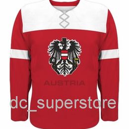 Custom sewing NEW 2021 Team Austria Hockey Jersey Vanek Grabner Raffl Pock Divis Nodl Mens Hockey Jersey XS-6XL