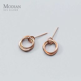 100% 925 Sterling Silver Stud Earrings for Women Unique Design Swing Fashion Ear Pins Punk Style Jewellery 210707