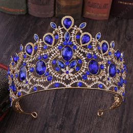 Luxury Bridal Wedding Hair Jewelry Accessories Vintage Handmade Water Drop Rhinestone Bridal Crown Tiara