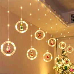 Christmas Curtain Lights Christmas Decorations 2022 Year 2022 Christmas Ornaments for Home Xmas Tree Decoration Navidad 211109