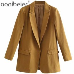 Women Blazers Spring Long Sleeve Casual Straight Coat Office Lady Suit Jackets Female Open Front Outerwaer 210604