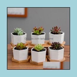 Supplies Patio, Lawn & Gardenceramic Bonsai Pots Mini White Porcelain Flowerpots Suent Garden Indoor Home Nursery Planters Sea Hwb7103 Drop