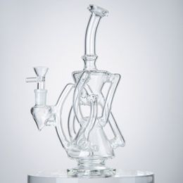 Wholesale 10 Inch Clear Recycler Hookahs Showerhead Perc Water Pipes Klein Bong With Bowl 14mm Female Glass Bongs Smoking Pipe 7 Tubes WP2197