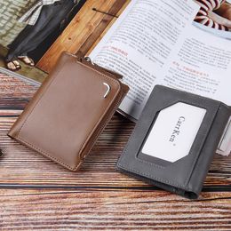 Wallets Vintage Men's Short Wallet 2021 Business Men Pu Leather Multi-Card Bit Retro Card Holder Zipper Clutch Purses Coin Purse