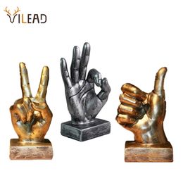 VILEAD Resin Gesture Finger Figurines American Retro Ornaments Home Coffee Shop Model Room Soft Decoration Furnishings 211105