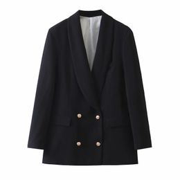 vintage women black blazer jackets fashion ladies elegant notched collar jacket suits casual female chic blazers girls 210430