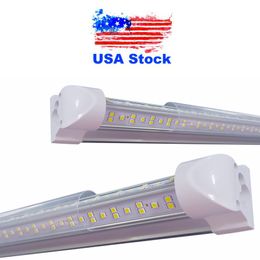 V-Shaped 2ft 3ft 4ft 5ft 6ft 8ft 4 Rows Tube 144W Cooler Door T8 Integrated Tubes Double Sides Led Lights AC 110-277V 25PSC USALIGHT