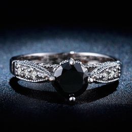 Wedding Rings Black Zircon Us Size 6 7 8 Stock Paved Cz Jewellery Charm Fashion For Women Engagement Ring
