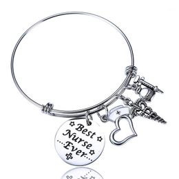 Pc/Lot Stainless Steel Charm Bracelet Pendants Bangle Gift For Women Jewellery Wire Expandable