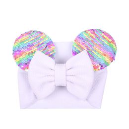 34 Designs Christmas Cartoon Mouse Ears Headband Sequins Bow Headwrap Elastic Bowknot Hairbands Hair Bows Baby Wide Halloween Hairband