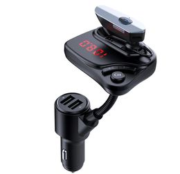 Wireless Bluetooth Headset FM Transmitter Car mp3 Player handfree Kit Call TF Memory Card Music USB Charger v13 D5