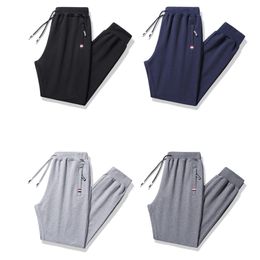 Men's Sweatpants Big Size Large Sportswear Elastic Waist Casual Cotton Track Pants Stretch Trousers Male Black Joggers 211201