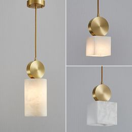 Pendant lamps Single Design Marble Chandelier Dining Room Plafonnier AC110V 220V LED Hanging Bedside Lamp Bar Lights