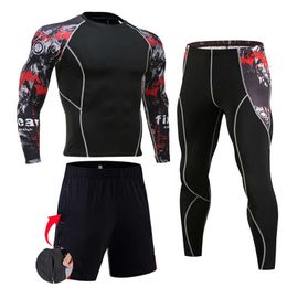 Men's Compression Sportswear Suits Gym Tights Training Clothes Workout Jogging Sports Set Running Rashguard Tracksuit For Men 211006