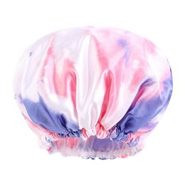 Colorful Elastic Double Layer Waterproof Bath Caps Turban Hair Care Hat Headwear For Women Girl Fashion Accessories