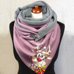 Fashion Scarves Women 2021 Warm Winter Xmas Printing Button Soft Wrap Casual Shawls Foulard Femme