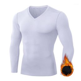 Running Jerseys Winter Thermal Men Fleece T Shirts T-Shirt Jogging Workout Shirt Warmer Underwear Baselayer Plus Size