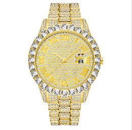 diamonds sales UK - MISSFOX European Fashion Life Waterproof Hip Hop Full Diamond Mens Watches Bracelet Quartz Wrist Watch Manufacturers Direct Sales
