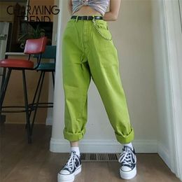 Women's Casual Pants Punk Harem Trousers Ladies Autumn High Waist Hip Hop Boyfriends Long Pants Female Green Yellow Plus Size 210715