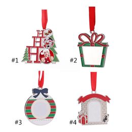 DIY Sublimation Blanks Metal Christmas tree Ornament Xmas Decorations Pendant Heat Transfer Santa Claus Pendants 4 Style XD24723