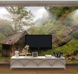 Wallpapers Mountain Wood House 3d Nature Mural Wallpaper For Living Room TV Background Po Papel Wall Paper