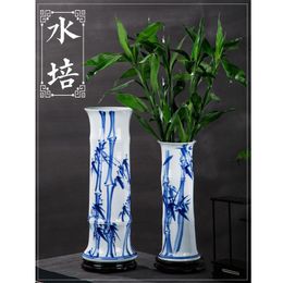 Vases Jingdezheng Hand Paint Bamboo Floor Vase Large Flower Antiques Home Decorative Craft Wedding Table