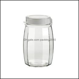Storage Bottles & Jars Home Organisation Housekee Garden 0.7/1/1.7L Glass Transparent Can Cereal Container Sealed Tea Coffee Tank Drop Deliv