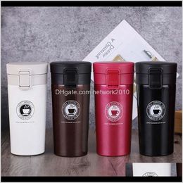 Drinkware Kitchen, Dining Bar Home & Garden Drop Delivery 2021 Fashion 380Ml Stainless Steel Mugs Insulated Water Bottle Tumbler Thermos Cup