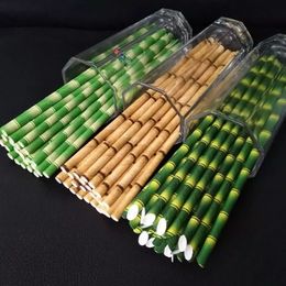 25pcs/lot 200lots Paper Straws 19.5cm Disposable Bubble Tea Thick Bamboo Juice Drinking Straw Eco-Friendly Milk Birthday Wedding Party Gifts