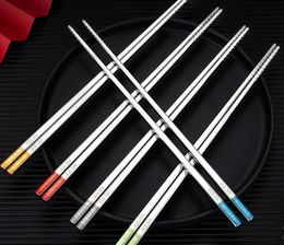 316L Stainless Steel Chopsticks Heat Insulation and Anti-scalding Home Hotel Square Non-slip Chopstick SN6024