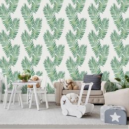 Wallpapers Palm Leaf Wall Sticker Pastoral Style Natural Series Waterproof Self-Adhesive PVC Wallpaper Gift Packaging Peel And Stick