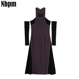 Elegant Off Shoulder Women's Dress Neck-mounted Summer Sundresses Backless Sexy High Waist Midi Dress Vintage Clothing Chic 210529