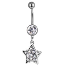 YYJFF D0078 1 Clear Colour Star Style Belly Button Ring Piercing Body Jewellery For Women
