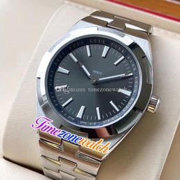 42mm Overseas Watches 2000V/120G-B122 2000V Grey Dial Blue Markers Automatic Mens Watch Stainless Steel Bracelet No Date Timezonewatch E128A (2)