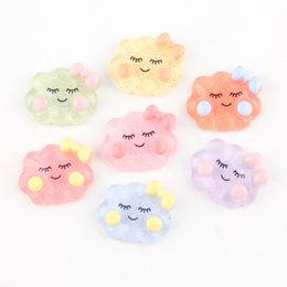Cute Colorful Cloudy Resin Charms Jewelry Making Finding Kawaii Smiling Face Pendant DIY Necklace Earrings Jewelry