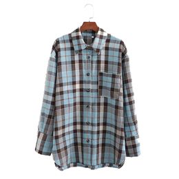 Fashion Women Plaid Shirt Chic Checked Blouse Long Sleeve Female Casual Print Shirts Loose Tops Blusas 210520