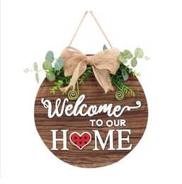 Christmas decorations Welcome Wreath Front Door Hanger Round Hanging Vertical Sign Home Decoration