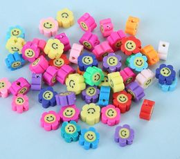 300pcs/lot Mixed Sun Flower Smiley Polymer Clay Spacer Beads For Women Girls Jewellery Making DIY Bracelet Necklace Accessories 10mm