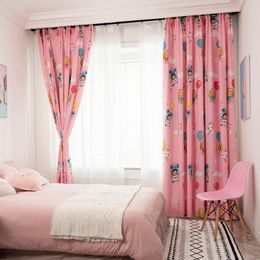Semi Blackout Curtains For Bedroom Pink Curtain Thermal Insulated Printed Drapes Living Room Home Decoration 2 Panel &