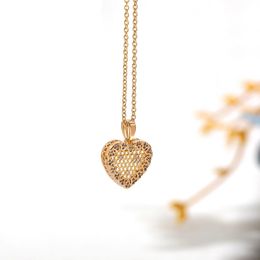 Gold Colour Honeycomb Hollow Heart Pendant Necklace for Women Creative Tiny Pave CZ Zircon Lover Heart Necklaces Collares