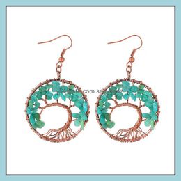 Dangle & Chandelier Jewellery Handmad Curved Stone Earrings Colorf Natural Crystal Wishing Tree Roots Earring Wholesale Drop Delivery 2021 Zac