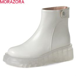 MORAZORA Big size 34-43 fashion women boots genuine leather boots comfortable high heels autumn winter ankle boots 210506