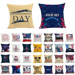 Pillow case linen American Independence Day pillowcase sofa car cushion cover holiday celebration goddess of Liberty 30pcs T2I52079