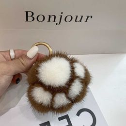 Fashion Plush Cat Claw Keychain Cute Fur Ball Key Pendant Imitation Fur Key chains Luxury Bag Pendant with Car and Key G1019